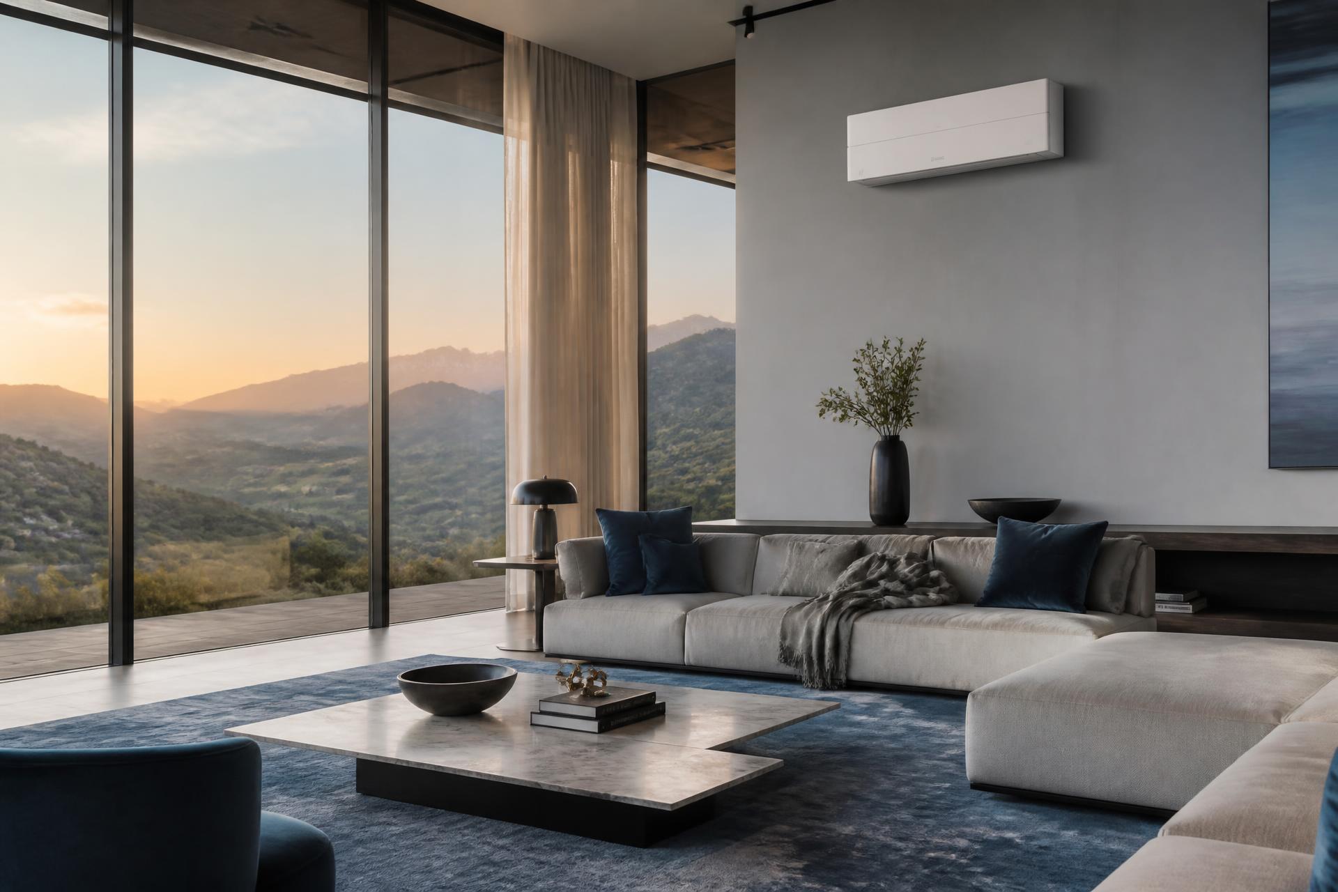 Ductless AC in a modern cliffside living room